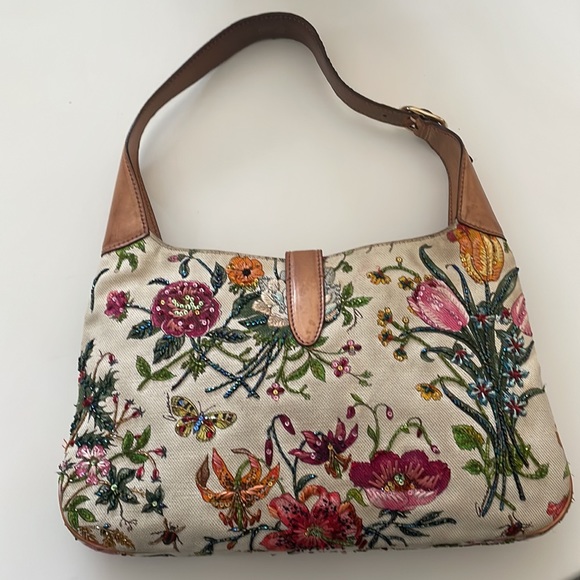 ✨GUCCI FLORA BEADED JACKIE O BAG -RARE ✨Limited Edition✨Make an offer✨ - Picture 2 of 9
